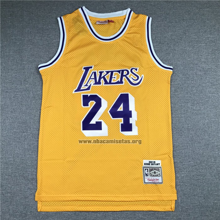 Camiseta Los Angeles Lakers Kobe Bryant NO 24 Mitchell & Ness 2007-08 Amarillo